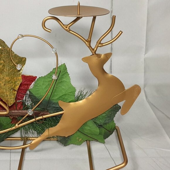 Candle Holder Reindeer Poinsettia Litetyme Handcrafted Metalworks - Picture 8 of 16